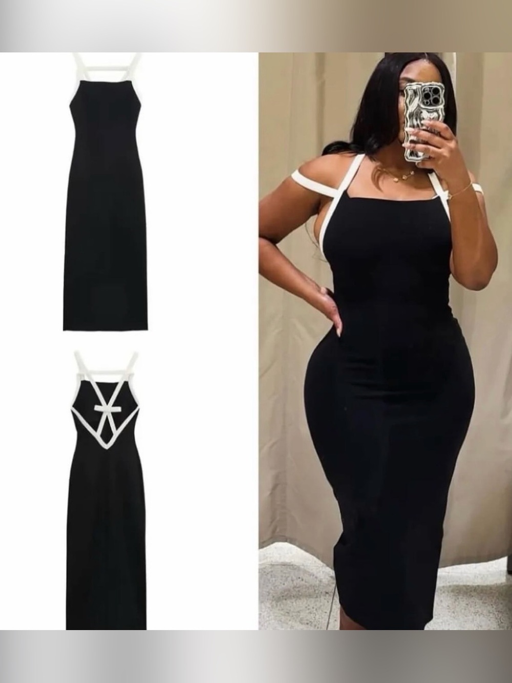 Zara Black Dress with White Strappy Back - Picture 12 of 16